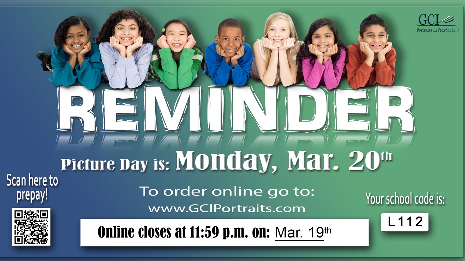 Spring picture day flyer for March 20
